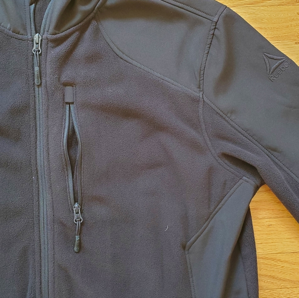 Men's Reebok Black Fleece Hooded Zip-up Jacket, XL - Picture 4 of 5